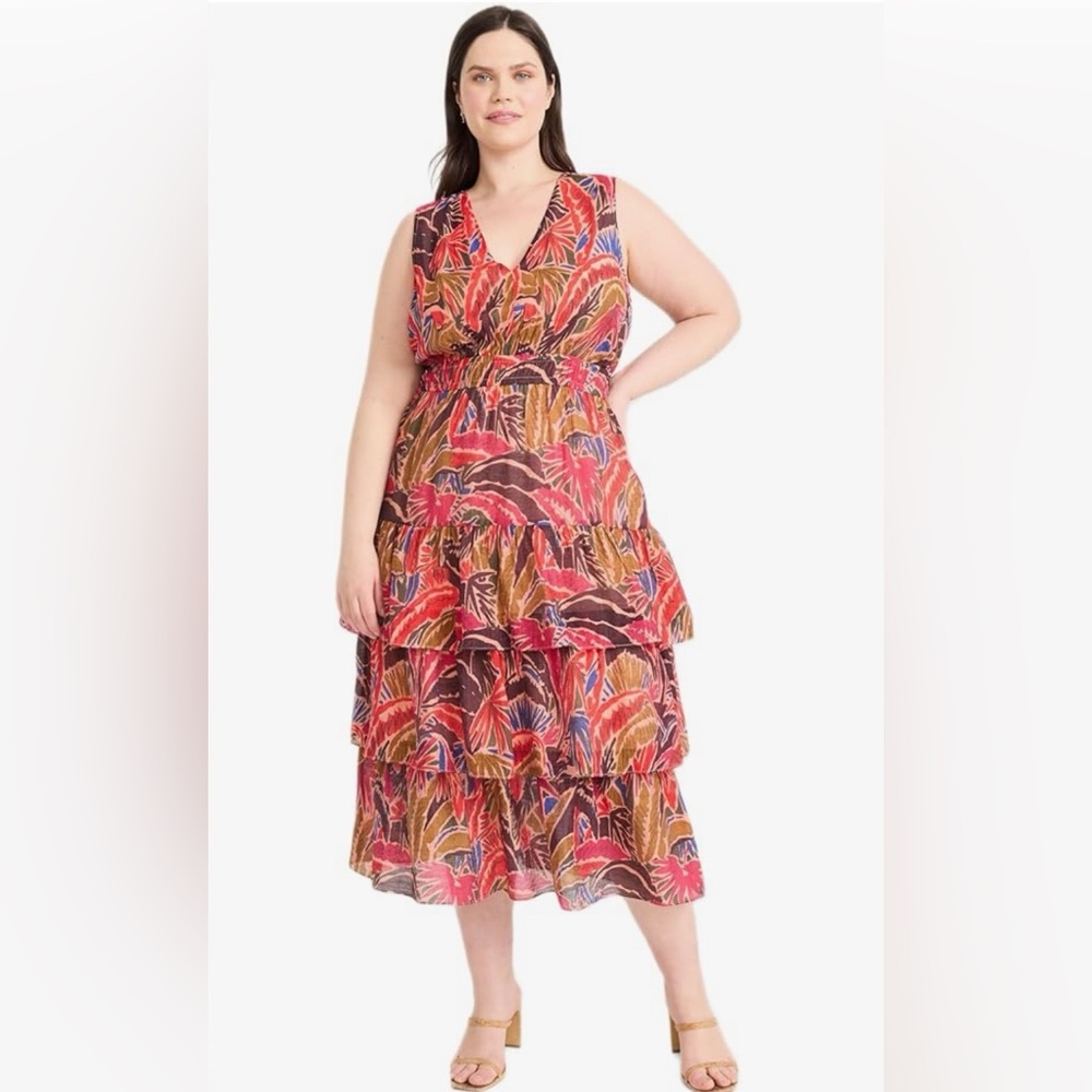 The Good Journey Multicolor Sleeveless Tiered Dress women’s size 16-NWT
